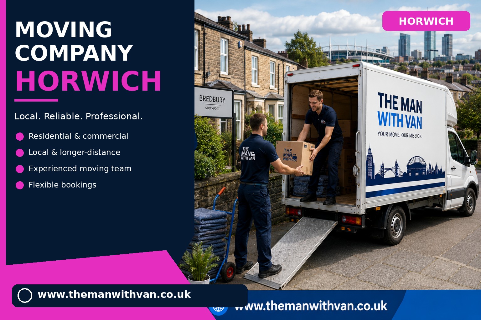 Horwich movers loading boxes and furniture into a van