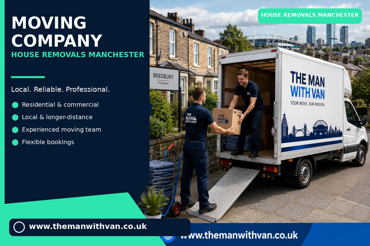 Packed boxes and furniture ready for a Manchester house move