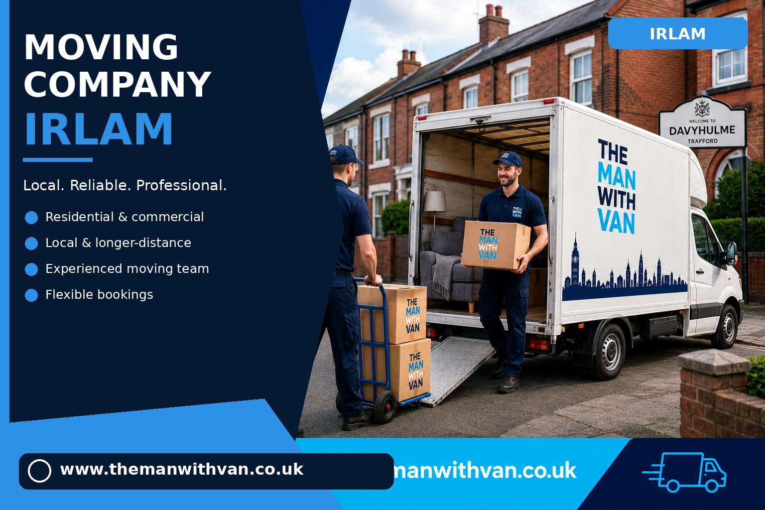 Moving team loading boxes and furniture for an Irlam removals job
