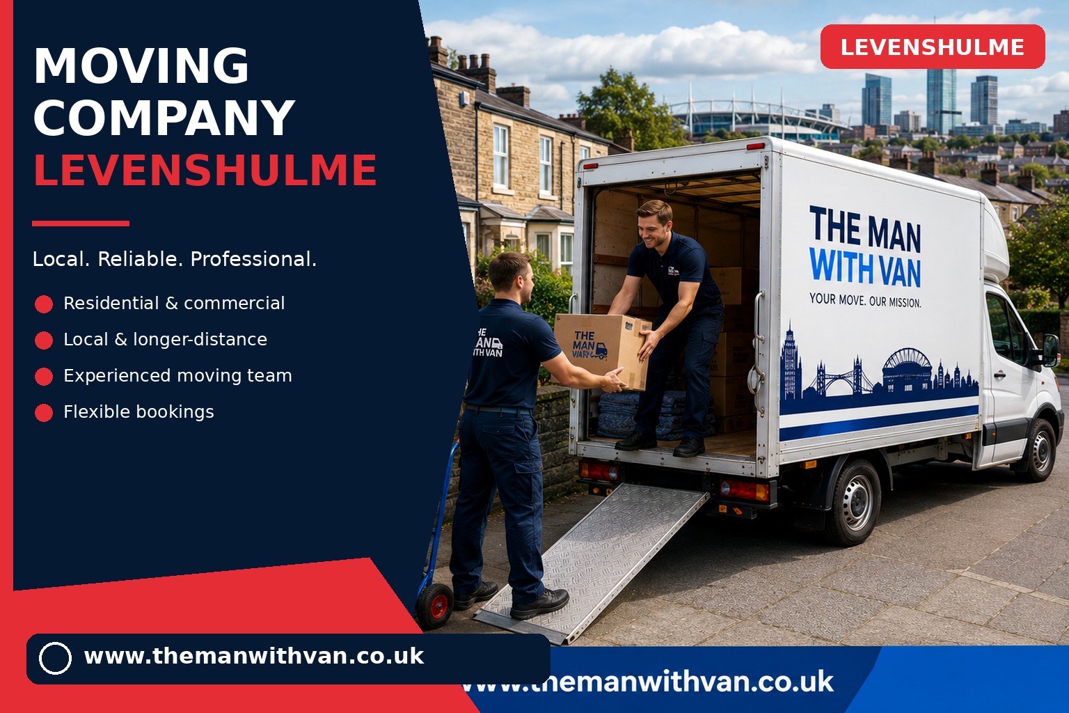 Levenshulme movers loading boxes and furniture into a van