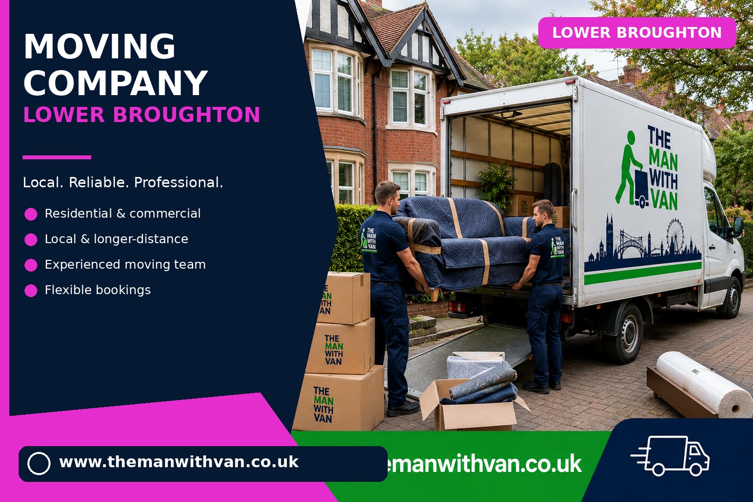 Lower Broughton movers loading boxes and furniture into a van