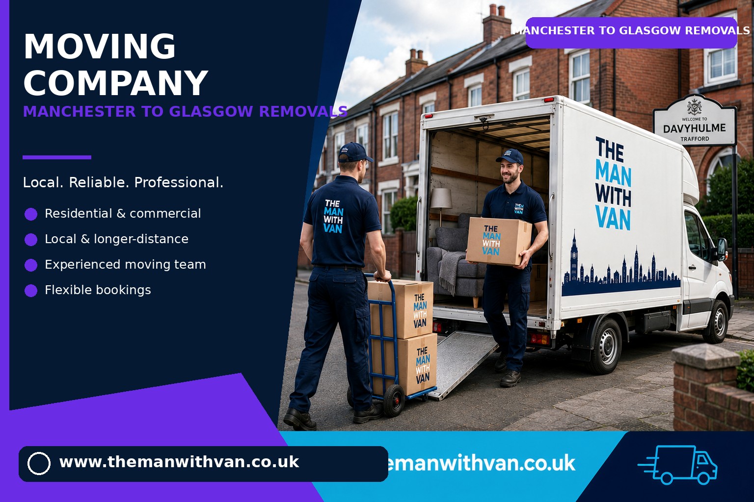 Van loaded for a Manchester to Glasgow removal into Scotland
