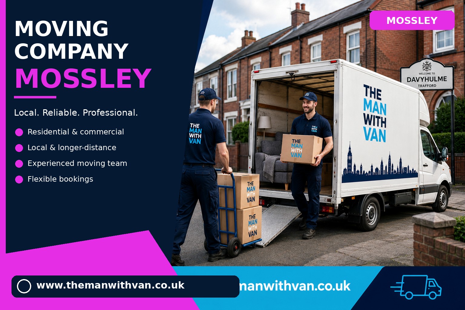 Moving team loading boxes and furniture for a Mossley removals job