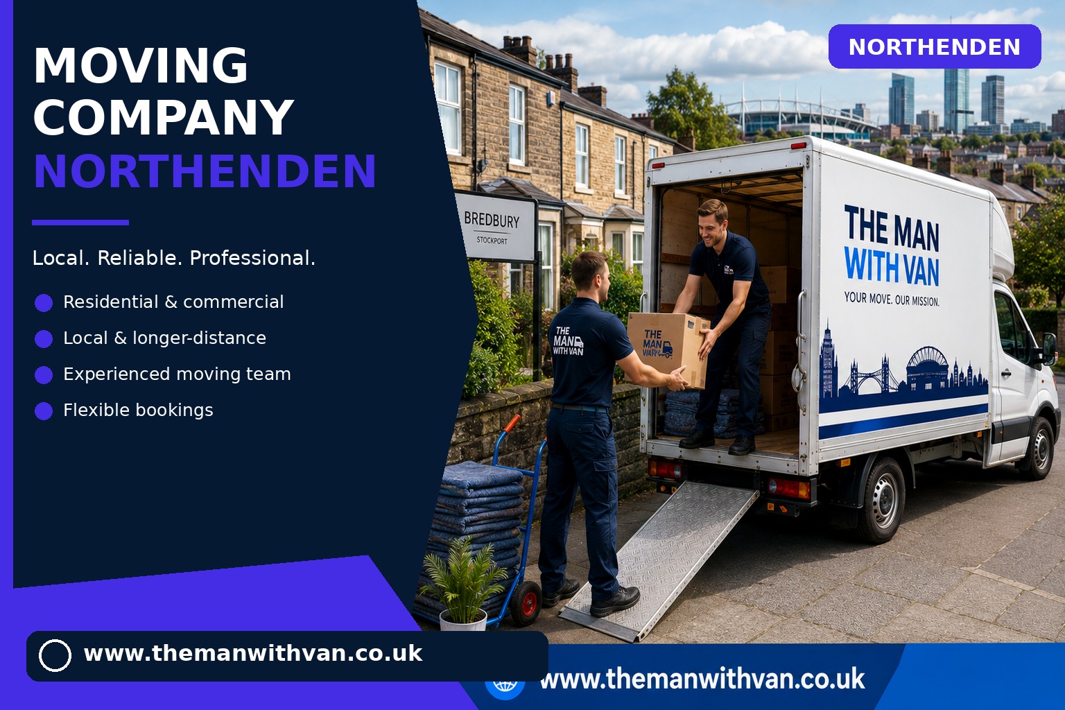 Northenden movers loading boxes and furniture into a van