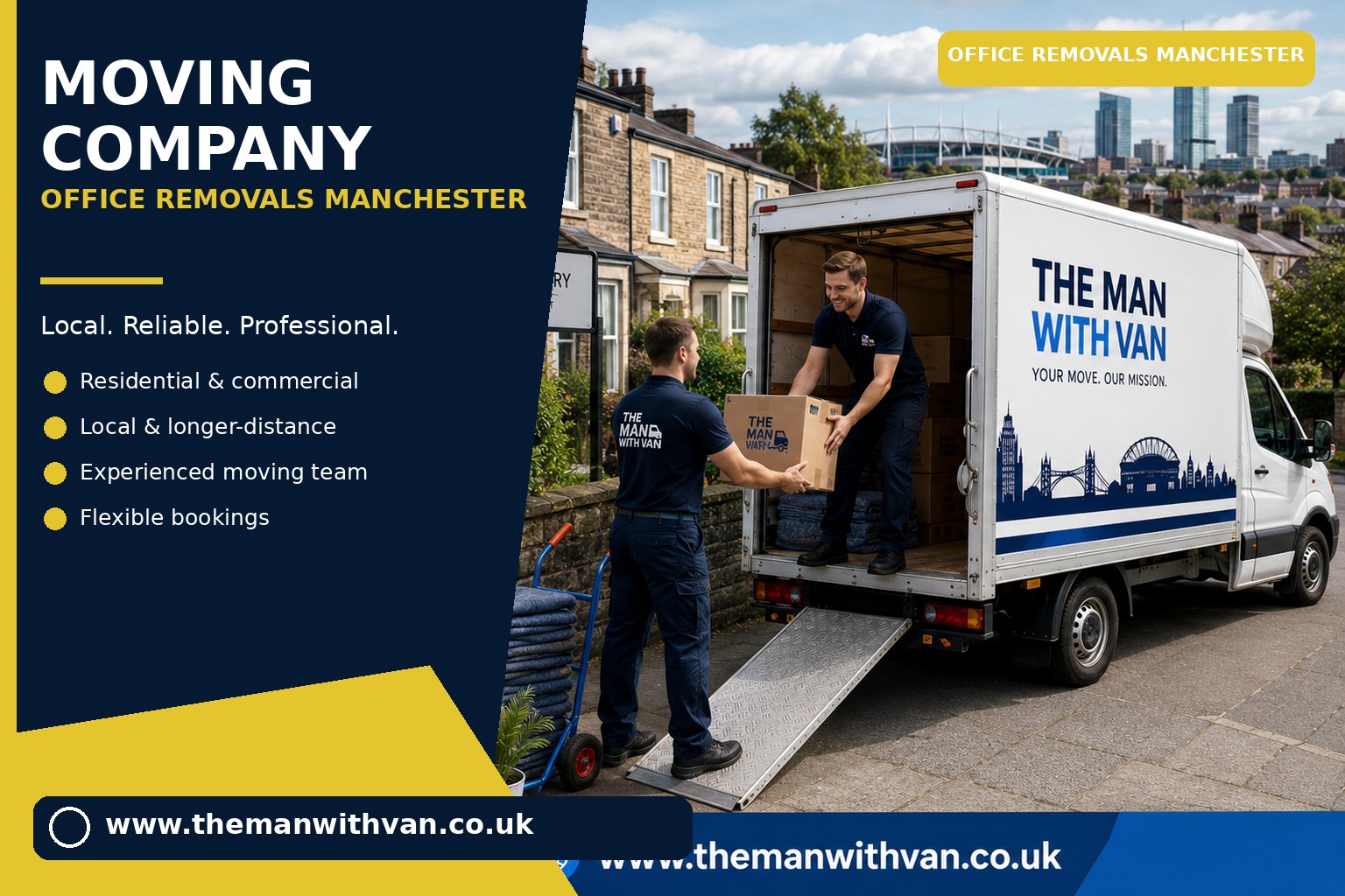 Office desks and equipment being moved in Manchester