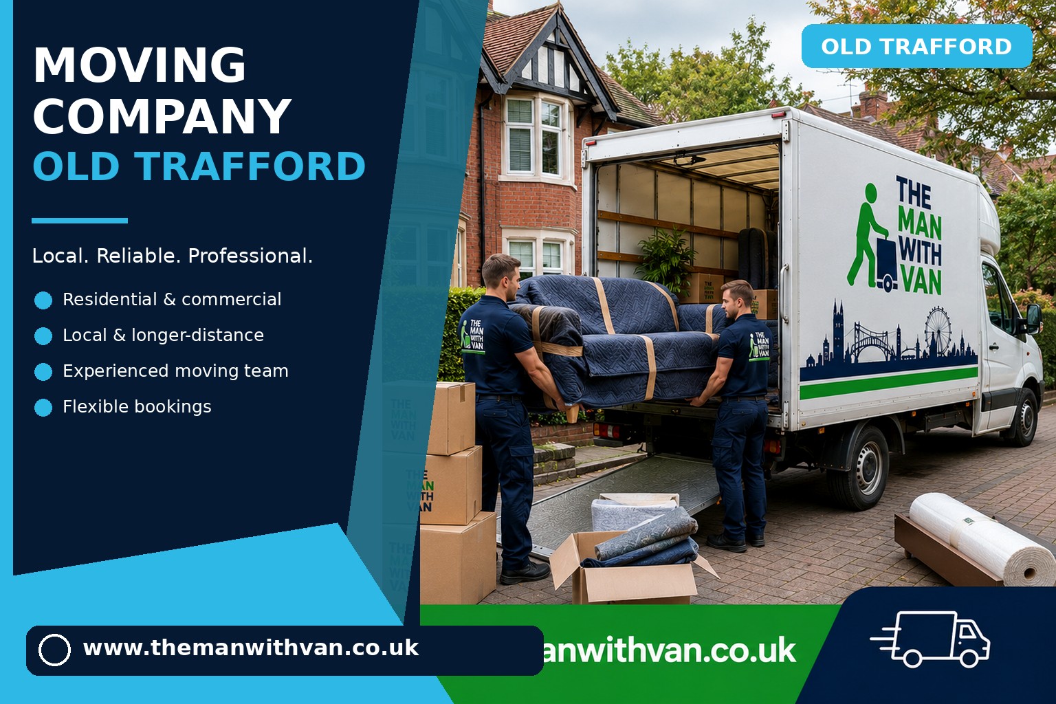 Old Trafford movers loading boxes and furniture into a van