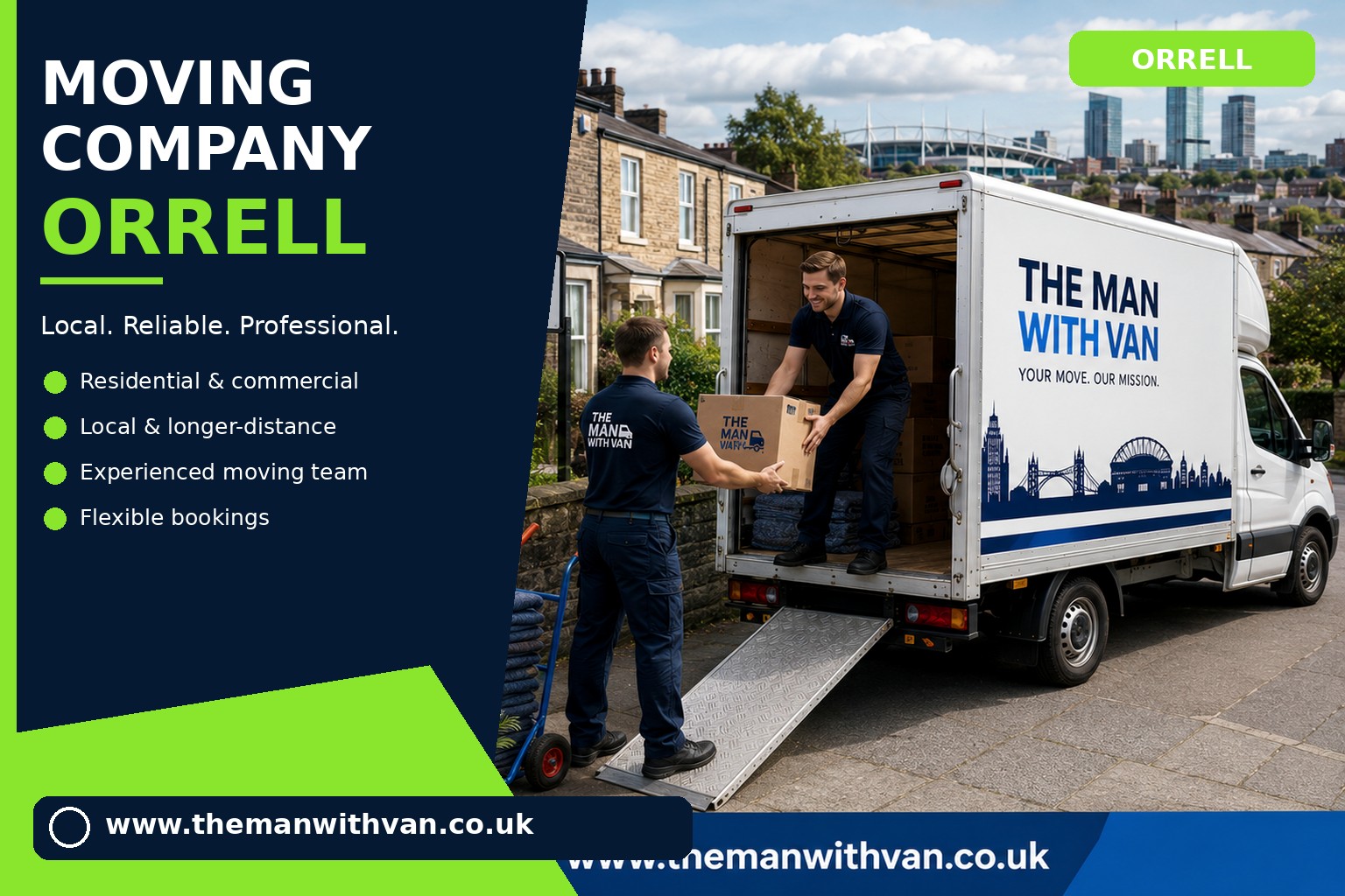 Moving team loading boxes and furniture for a Orrell removals job