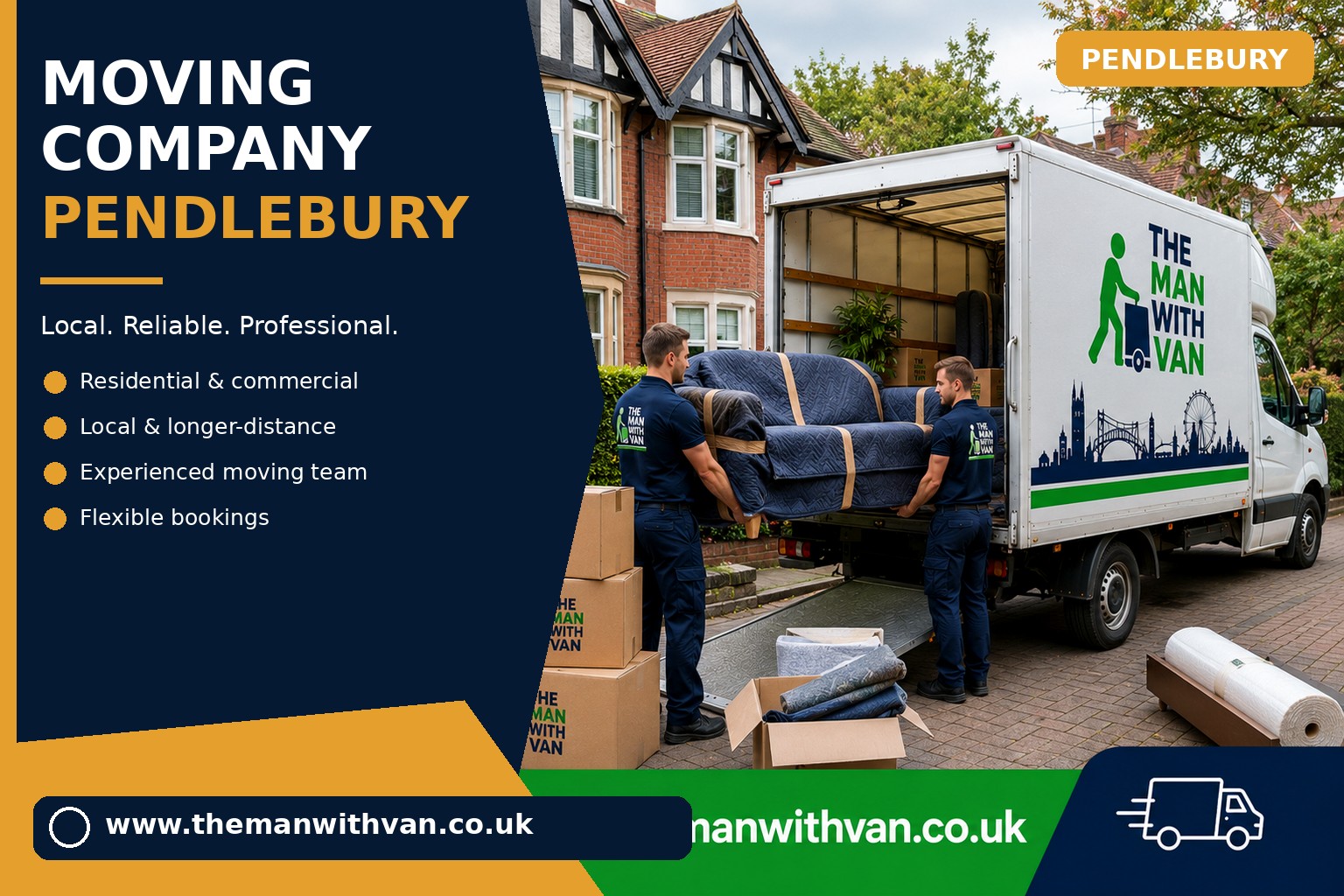 Pendlebury movers loading boxes and furniture into a van