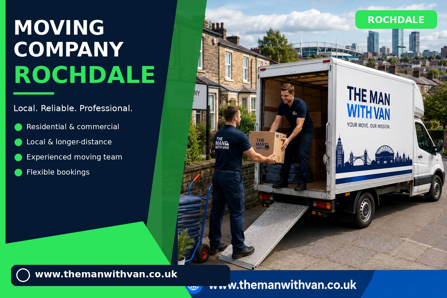 Rochdale movers loading boxes and furniture into a van