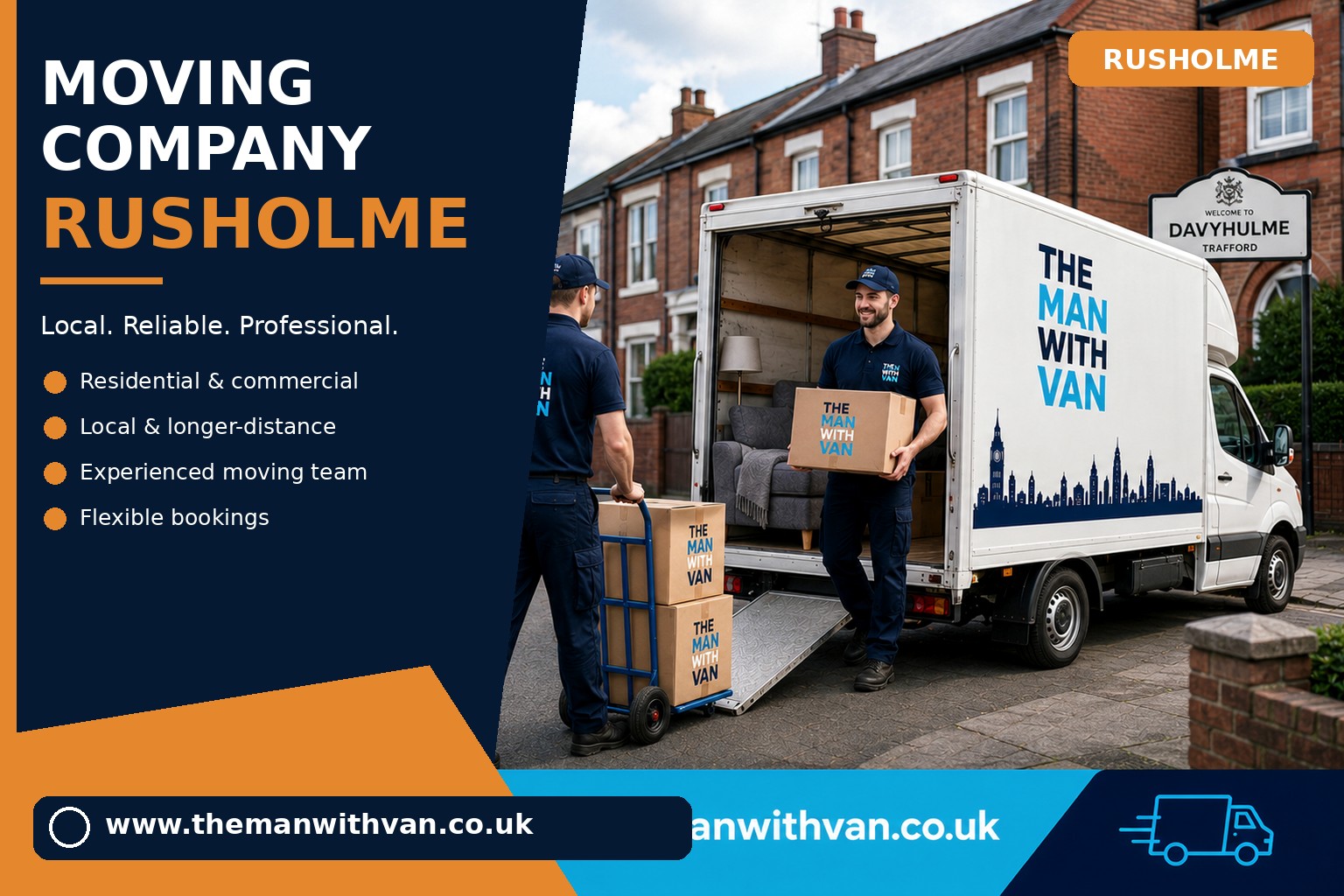 Rusholme movers loading boxes and furniture into a van