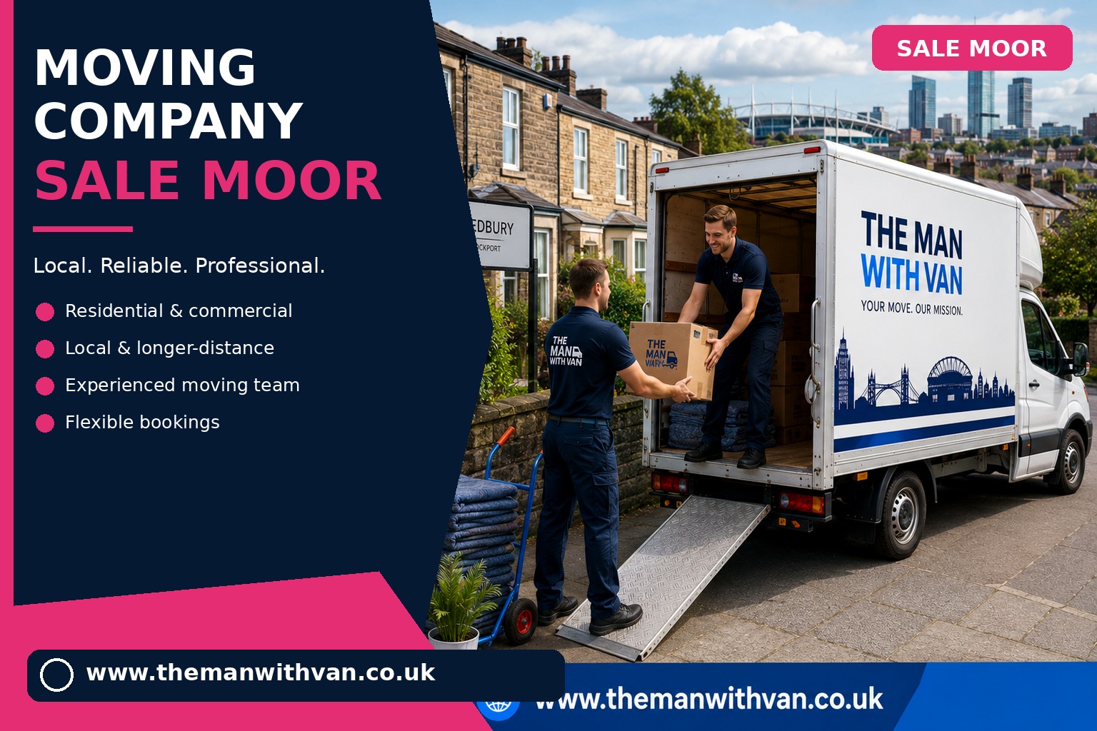 Moving team loading boxes and furniture for a Sale Moor removals job