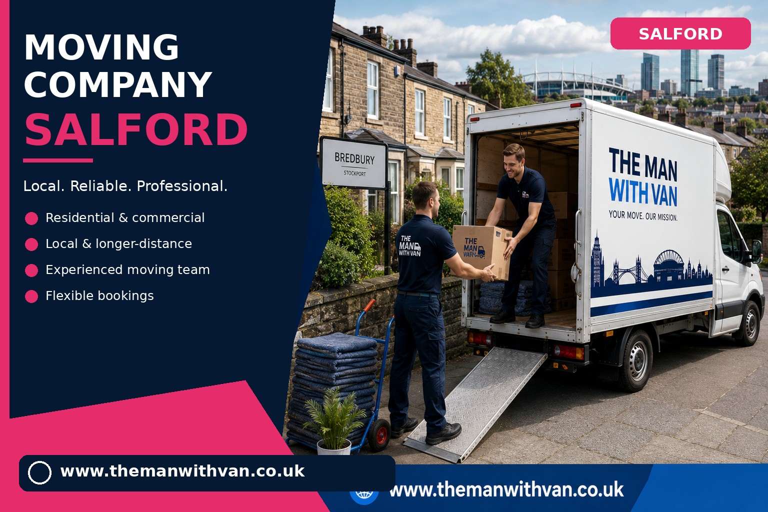 Salford movers loading boxes and furniture into a van