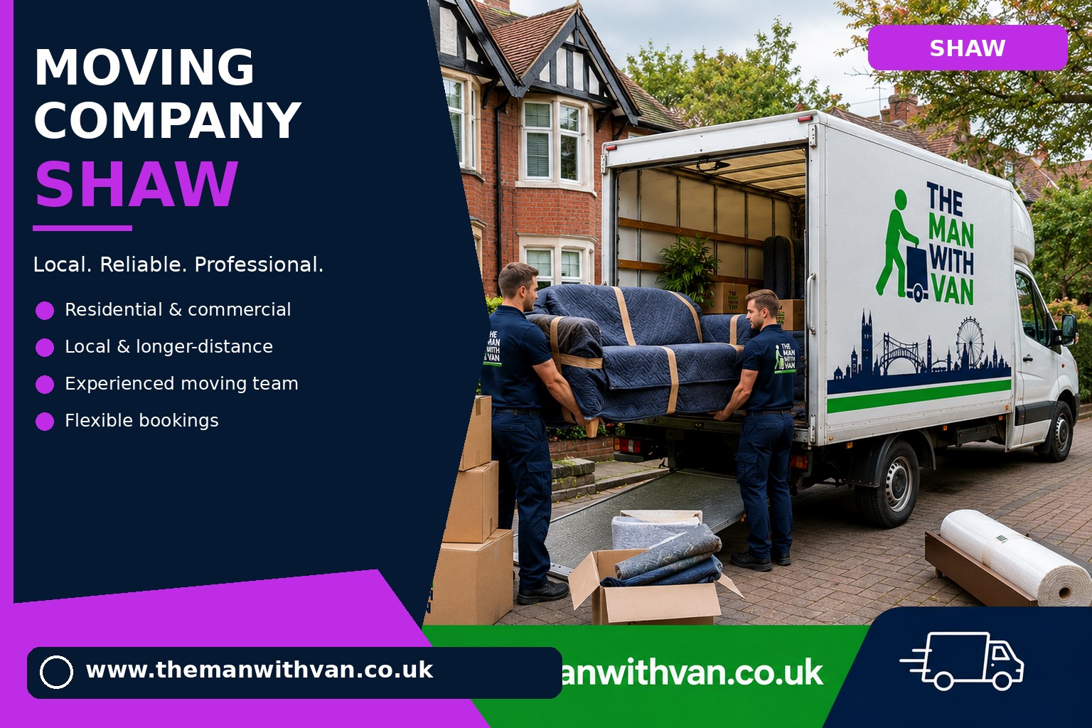 Shaw movers loading boxes and furniture into a van