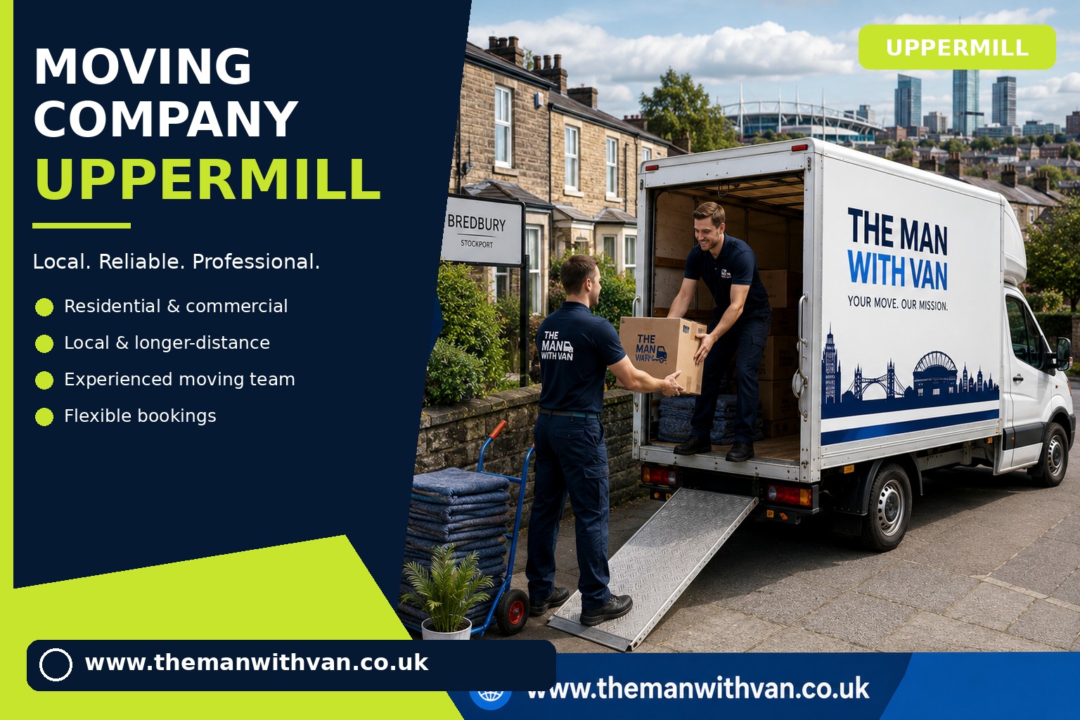 Uppermill movers loading boxes and furniture into a van