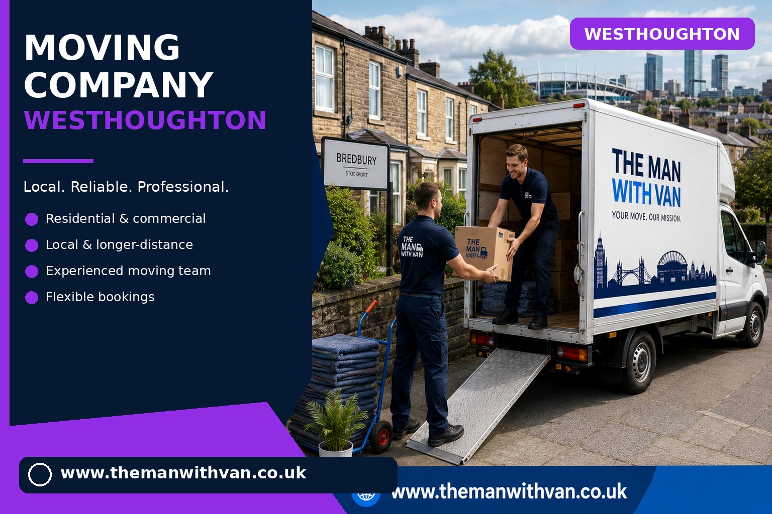 Westhoughton movers loading boxes and furniture into a van