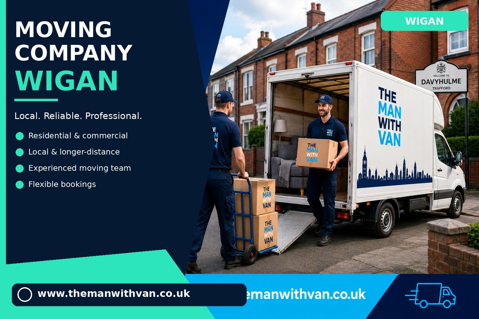Wigan movers loading boxes and furniture into a van