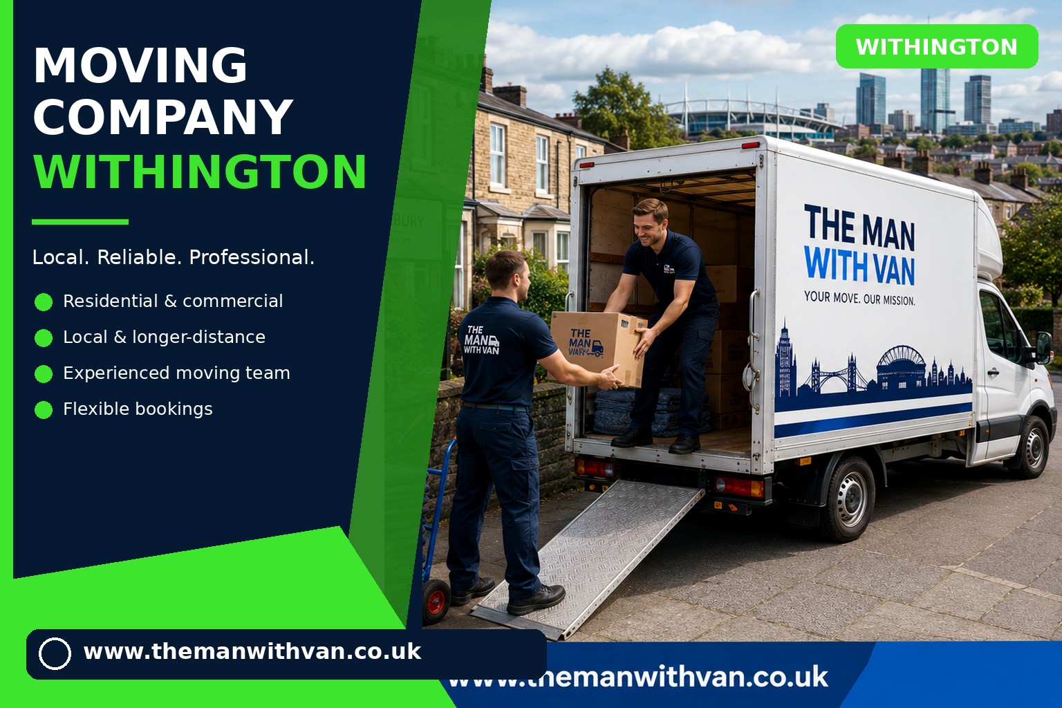 Withington movers loading boxes and furniture into a van