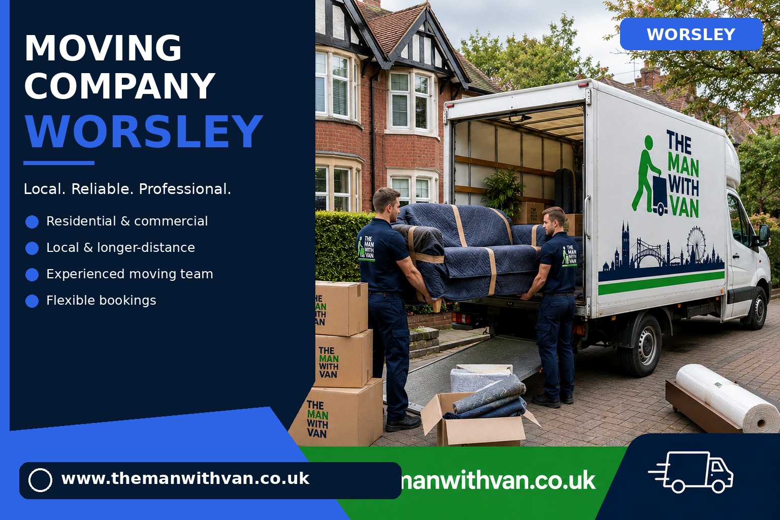 Worsley movers loading boxes and furniture into a van