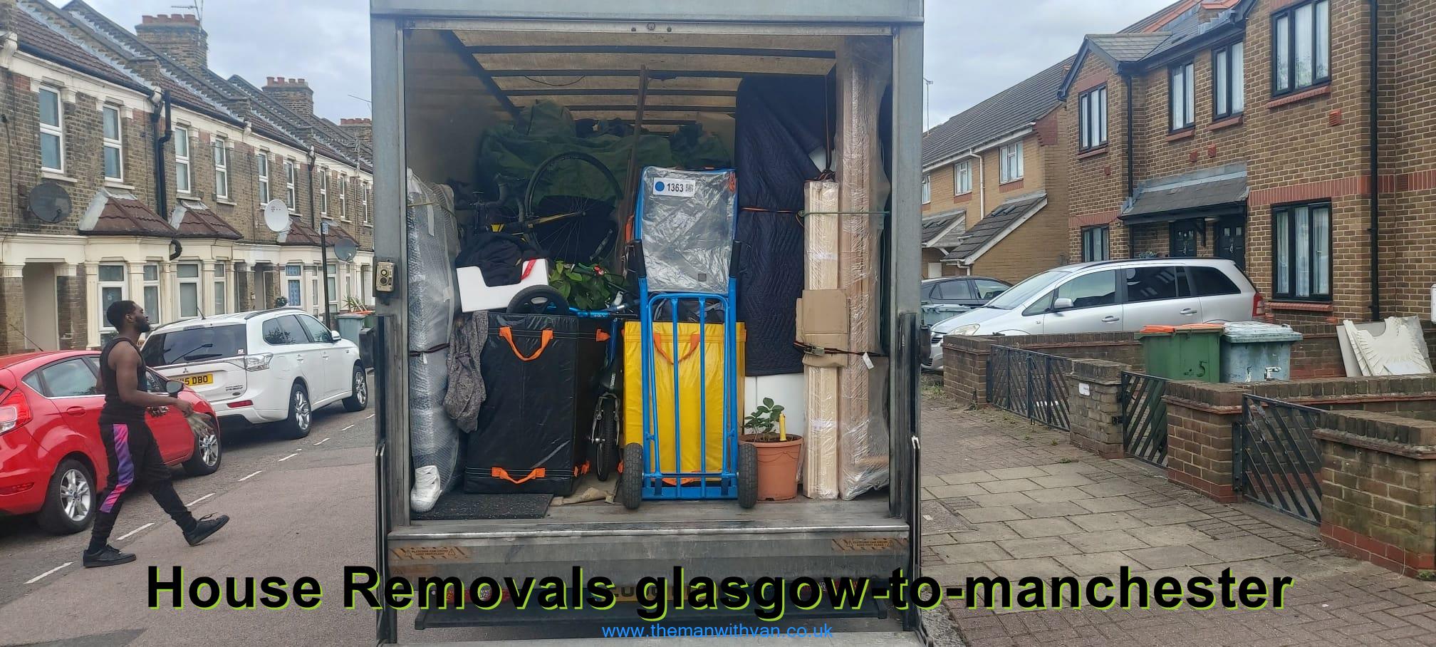 Man and van team preparing a Glasgow to Manchester move