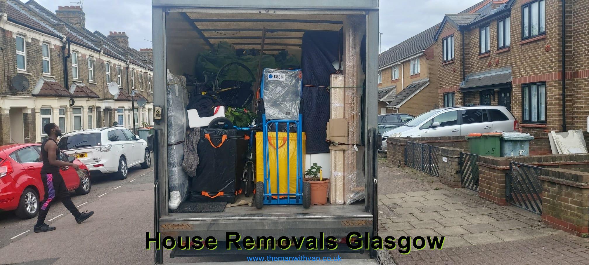 Glasgow house removals, a full home move being loaded