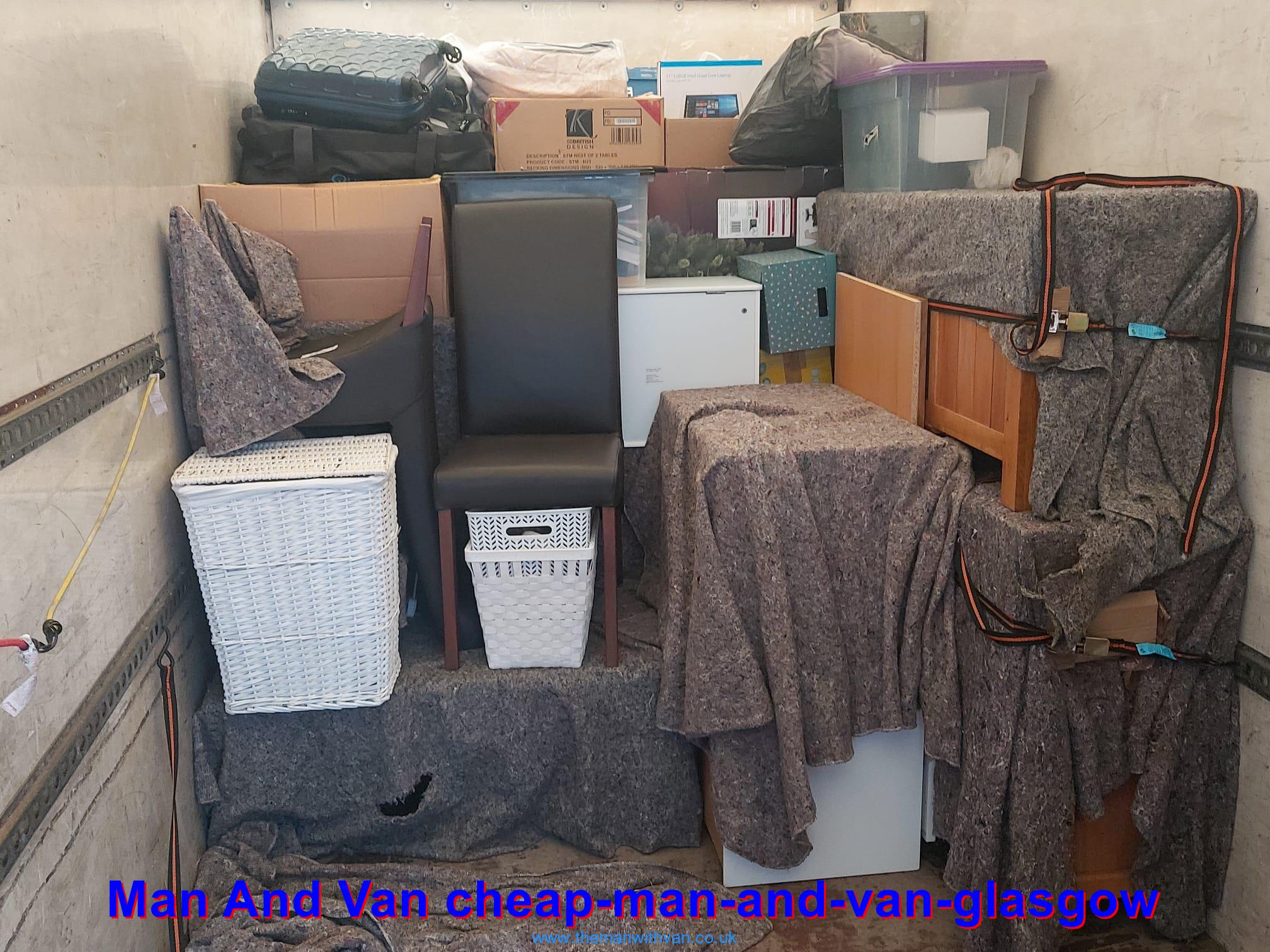 Low cost man and van move being loaded in Glasgow