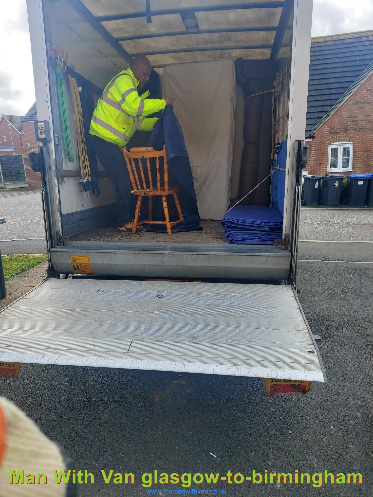 Removal van ready for a Glasgow to Birmingham move