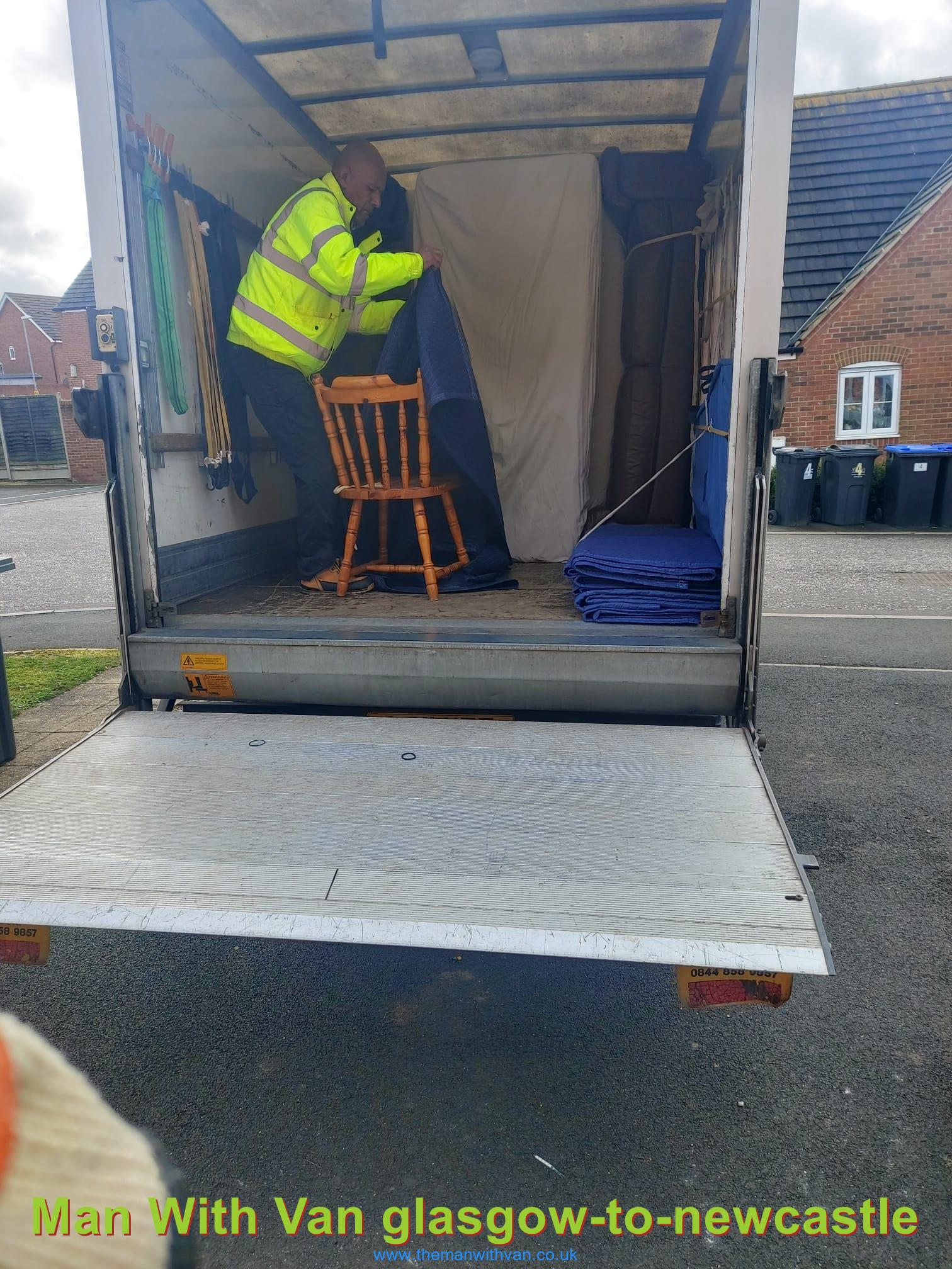 Removal van ready for a Glasgow to Newcastle move